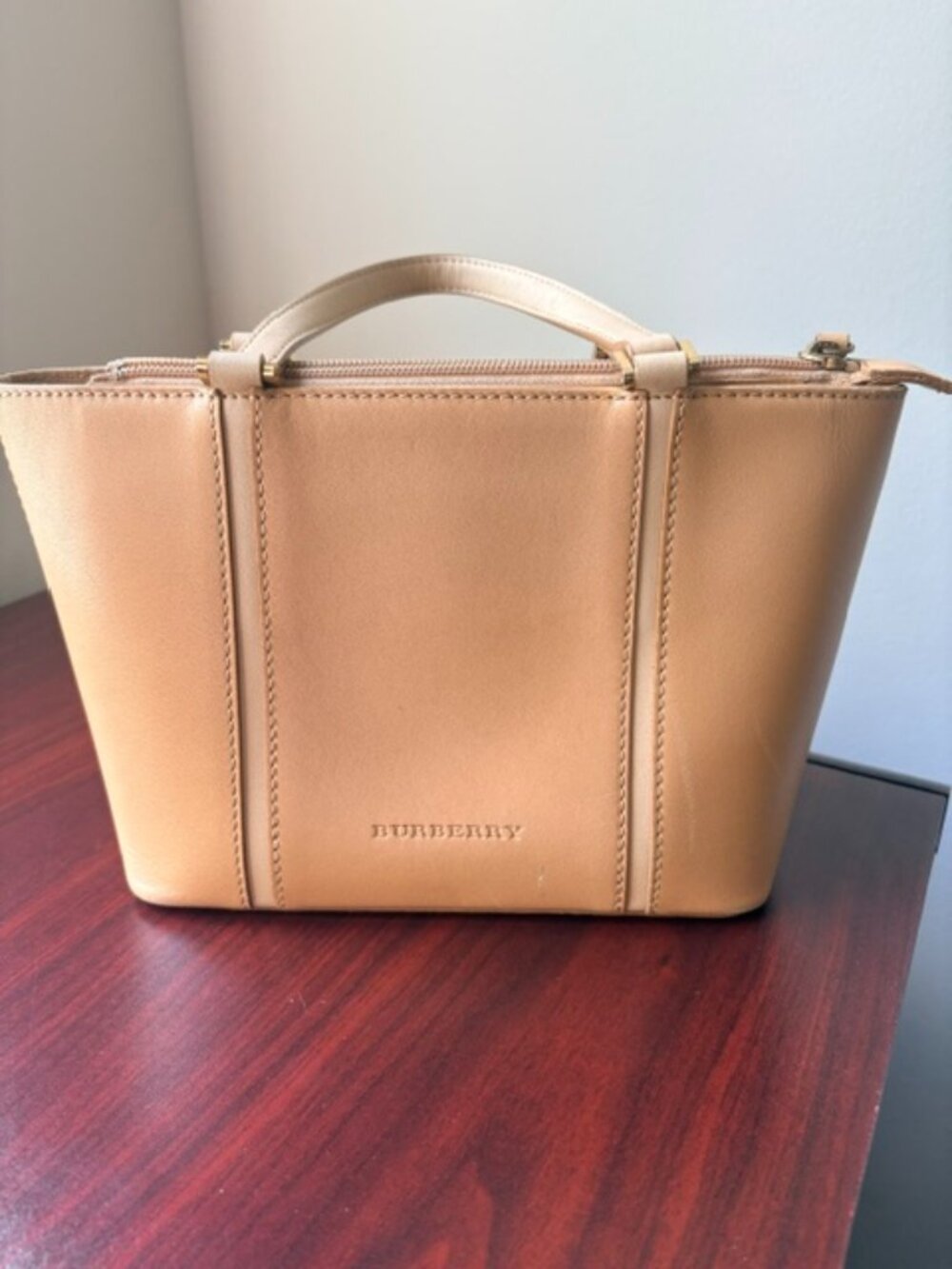 Burberry Beige Leather Satchel with Nova Check Lining